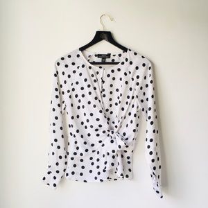 Suitable For Work tie front polka dot blouse